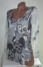 Designer Longshirt Longsleeve Shirt STRASS Skull TOTENKOPF Stretch S M L XL NEU