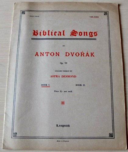 Dvorak biblische lieder - buch, 1