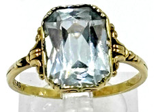 Antiker Goldring 8K/0,333 Gelbgold aqumarinfabender Spinell Größe 62