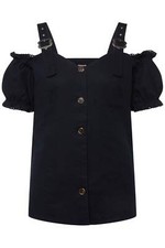 Ulla Popken Damen große Größen Trachtenbluse Leinenmix Spitze zum Knöpfen