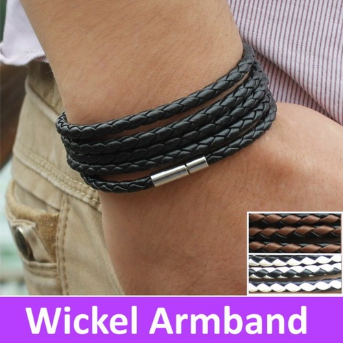 Armband leder schwarz - schwarz, herren