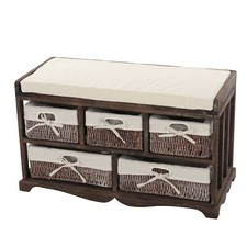 Kommode und Sitzbank mit 5 Schubladen, 45x77x36cm, Shabby-Look, Vintage braun