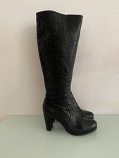 Damen Stiefel 37 Leder Schwarz Liebeskind RV Absatz Rund Knautschleder