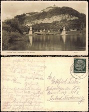 Ansichtskarte Dornburg-Camburg Brücke und Schloß - Fotokarte 1938