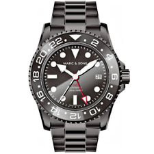 MARC & SONS Taucheruhr 500M mit GMT Funktion, Black DLC, Saphirglas, ETA 2893-2