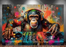 LEINWAND BILD ER XXL ABSTRAKT DJ AFFE SCHIMPANSE BUNT GRAFFITI WAND POSTER P1496