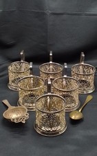 Teeglashalter Set 8-teilig Podstakannik Neusilber oder versilbert ?