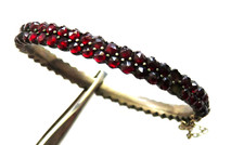 2-reihiger Historismus Tombak Granat Armreif/ Armband - böhmische Granate
