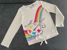 Oshkosh B'gosh  Langarm T-Shirt Mädchen Malen Color Weiß Regenbogen Gr 122 125