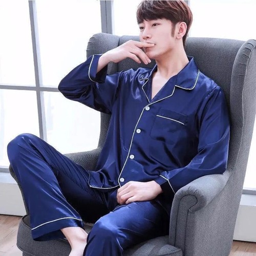 Herren satin pyjama set - satin,