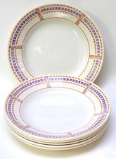SET: 6 (!) EMAUX DE LONGWY France ART DECO Faience ESSTELLER Speise teller