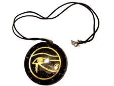Schwarzer Turmalin Orgon Orgonit Anhänger Halskette mit Auge des Horus Symbol