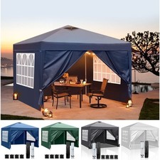 Pavillon 3x3M Stabil Winterfest Faltbar Partyzelt mit 4 Seitenwänden & Sandsacks