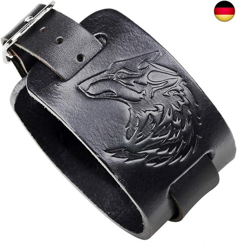 Schwarzes leder armband wolf - schwarzes,