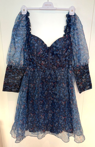 Chiffon mini kleid - chiffon, puffärmel