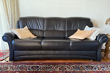 Hochwertige schwarze Ledercouch m. Motor z. Vergrößerung und Bettkasten 3-Sitzer