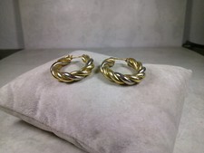 D38-40/  Ohrringe Gelbgold/Weißgold 585 / 14K  Creolen Kordeloptik