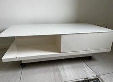 Couchtisch Wohnzimmertisch weiß mit schublade Und Glasplatte