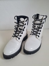 Damen Stiefelette, Lack, Weiss, Gr. 37