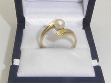585 Gold Ring 14K Gelbgold Perle Goldring 3,77 g Verlobung RG 59 - 18,8 mm 7456