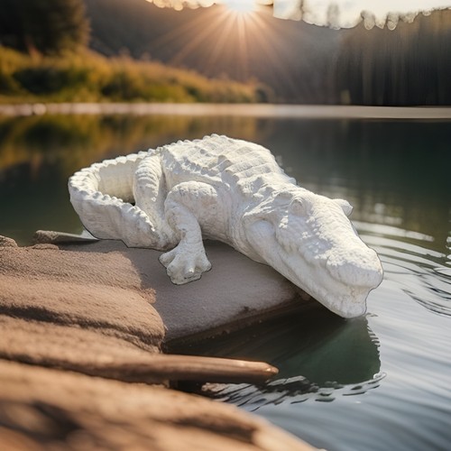 Krokodil steinguss gartenfigur - krokodil,