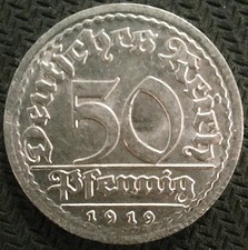 50 Pfennig - 1919 F - Weimarer Republik - Sehr selten und gute Erhaltung !