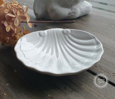 B-Ware % Seifenschale Seifenablage 'Shell' Muschel 13x12 Keramik weiß Vintage 