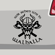 Wir sehen und in Walhalla Aufkleber Wikinger Sticker Auto Bike Decal Vinyl Odin