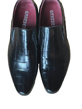 Herren Business Schuhe Gareder schwarz Lack Leder retro old money Kroko Optik 41