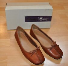 Clarks Freckle Ice Damenschuhe Ballerinas aus Leder, Gr. 39, cognac - neuwertig