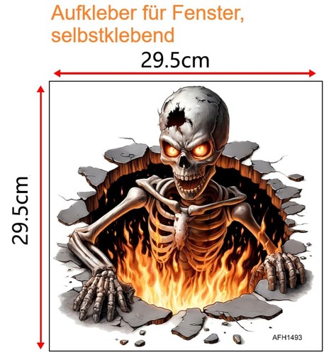 Aufkleber skelett feuer hölle - skelett,