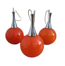 70er-Jahre Vintage Hängelampe orange Space Age 3x Lampe Lampen Kugellampe