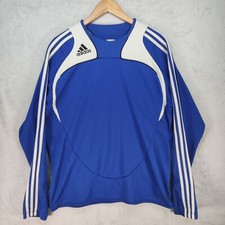 ADIDAS Herren Trikot Gr. 8 L Fußball Blau Vintage Retro Oldschool Shirt Jersey