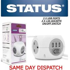 3-FACH WEISS/SCHWARZ ORIGINAL CUBE STECKDOSE 3 USB ANSCHLÜSSE & 1,4 M VERLÄNGERUNGSKABEL