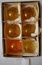 alter Christbaumschmuck Set 6 große Glas transparente Kugeln Lauscha 8-10 cm