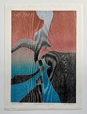 Franz Eggenschwiler Galionsfigur Farbholzschnitt handsigniert Druckgrafik