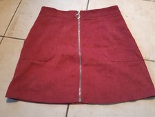 Rock mini Damen, Feincord Optik, Basic, RV, dkl. rot, Gr. M, SHEIN