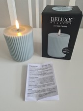 * DELUXE Homeart LED Echtwachs Kerze *Salbeigrün*8x10cm*neu*