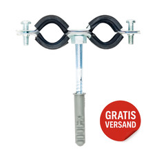 Doppel Rohrschelle 3/8"-1" Schraubrohrschelle Dübel Rohrbefestigung Sanitär