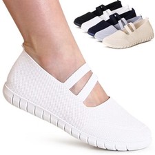 Damen Halbschuhe Slipper Sportliche Ballerina Riemchen Slip On Mesh
