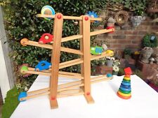 Eichhorn Rollbahn Kiefernholz 6 Teile Kugelbahn Spielzeug & Ringturm aus Holz