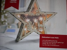 LED Dekoleuchte Stern Aus Holz - Deko Aufsteller Warm Weiß