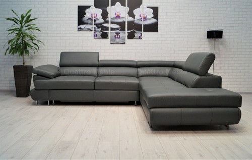 Graues echtleder ecksofa ltn - graues,