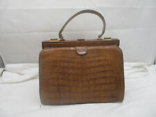 Vintage Comtesse Damen Handtasche Leder Kroko Tragetasche - Braun