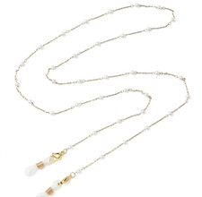 Brillenkette Brillenband Perlen weiß gold Sommer Geschenk Sonnenbrillenkette