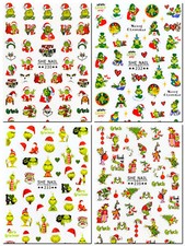WEIHNACHTEN Nail Art Nagel Sticker selbstklebend Tattoo Grinch 3018