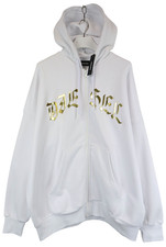 DIESEL S-Oxi-Zip-A1 Felpa Hoodie Herren LARGE Weiß Kordelzug Logo Gedruckt