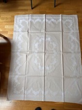 Tischdecke Damast Beige  ca 160 x 128 cm