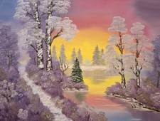 Ölbild - Sonnenuntergang in