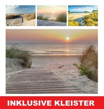 Vlies Fototapete Strand Meer Sonnenuntergang Wohnzimmer Dünen Sand Nordsee 🏖️